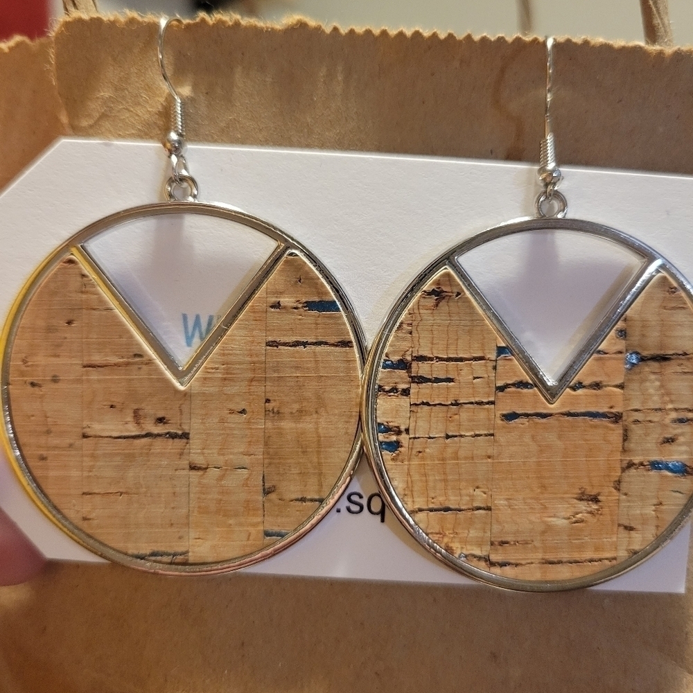 Teal accented‎ Cork Earrings